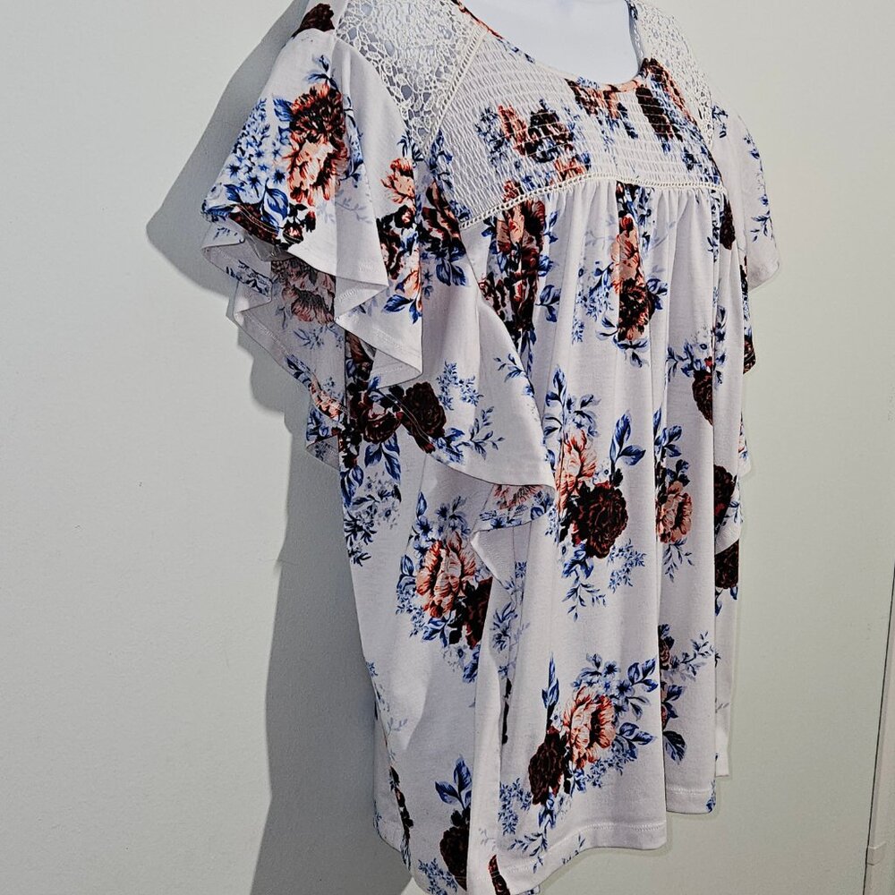 Zac & Rachel Womens Floral Printed Blouse Size 2X - Picture 2 of 9